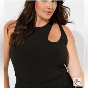 Torrid Black Studio Knit High Neck Asymmetrical Cut Out Sleeveless Top S…